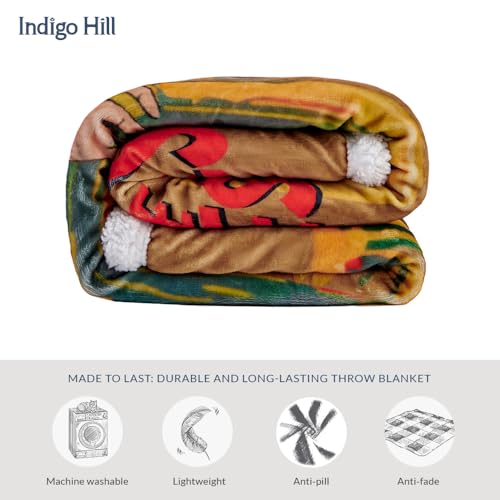 Paseo Road Indigo Hill by HiEnd Accents Gunslinger 54x68 Throw Blanket | Retro-Style Blonde Girl Desert Print, Rustic Southwestern-Style Western Sherpa Fleece Blanket for the Couch, Sofa, or Bed - color: Gunslinger