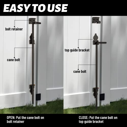 18" Heavy Duty Cane Bolt Gate Drop Rod Fence Hardware Ground Latch Stopper | for Wood/PVC/Vinyl/Metal Fences Gates, Double Doors, Black Solid Steel -2 Pack - color: 2 PACK, size: 18 Inch