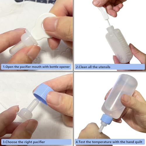 Pet Nursing Bottle Kits and 5ml Liquid Dropper, Pet Feeding Tool, Replacement Silicone Nipple Cat Feeding Bottle for Newborn Kittens, Small Animals - color: Blue