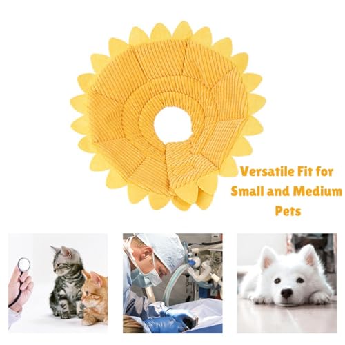 POPETPOP Sunflower Pet Recovery Collar Soft Washable Elizabethan Pet Collar for Dogs and Puppies Adjustable Neck Ring for Post-Surgery Wound Protection and Anti-Scratch Size XL 13.77 in - size: XL