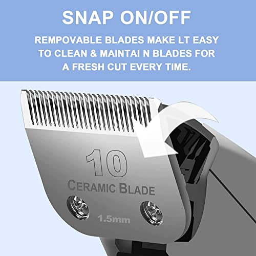 10 Blade Dog Grooming Clipper Blades Compatible with Andis Dog Clippers | Dog Grooming Blades for Oster A5,Wahl KM10 Series,Detachable Stainless Steel Blade,Size 10, 1/16-Inch Cut Length - color: 10:1/16''(1.5mm)