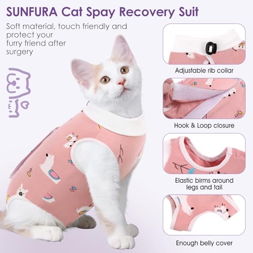 Cat Recovery Suit, Soft Kitten Onesie for Cats After Surgery Female | Breathable Spay Recovery Suit for Cats E-Collar Alternative Protective Bodysuit Anti Licking for Abdominal Wound, Candy S - color: Candy, size: Small