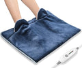 Electric Heated Foot Warmer Soft Flannel Foot Heater with 2h Auto Off & 3 Heat Levels Full Body Use Heating Pad for Feet Pain Relief, Pocket Design 16" x 22", Navy Blue - color: Navy Blue