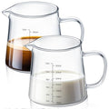 Honeydak 2 Pack 12oz Glass Espresso Measuring Cup for Milk Frothing | Heat Resistant V-shaped Spout, Measurement Markings, Microwave Dishwasher Safe, Gift for Coffee Lovers and Latte Making