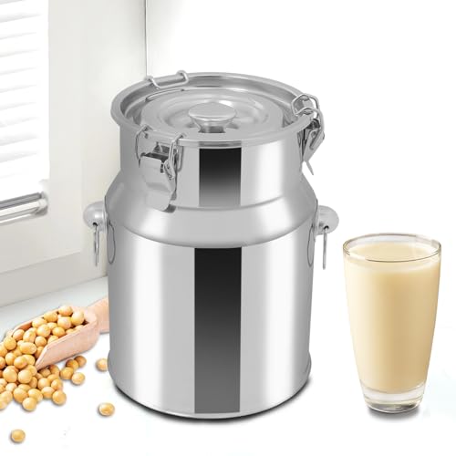 5L/1.32Gal Stainless Steel Milk Can 201 Stainless Steel Milk Jug Sealed Bucket Wine Pail Bucket Milk Can Liquid Storage Container w/Sealed Lid for Milk Wine Water Liquid - size: 5L|without faucet|201