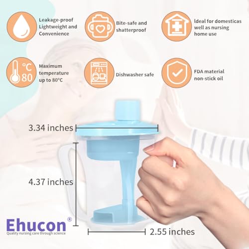 Dysphagia Regulating Drinking Cup for Swallowing and Disorders People,Dispenses 5cc or 10cc of Liquid Each Time,No Thickener is Used.Helps to Prevent Choking - color: LightBlue