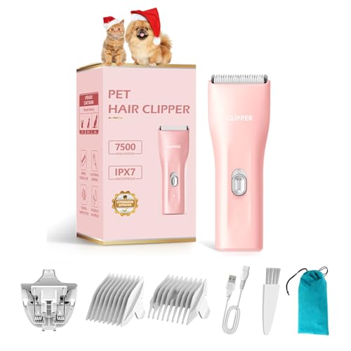 2 in 1 Prowerful Home Professional Dog Grooming Kit Clipper Low Noise USB Rechargeable Gifts for Dog Cat Pink,MTS006 - color: Mts006-pro-pink