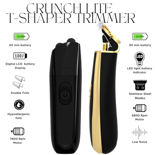 Supreme Trimmer 2-in-1 Crunch Lite Foil Shaver & T-Shaper Trimmer | ST5210 Beard Trimmer & STF600 Electric Razor | Travel Hair Trimmer Set | Black & Gold - style: Crunch Lite & Gold T-Shaper