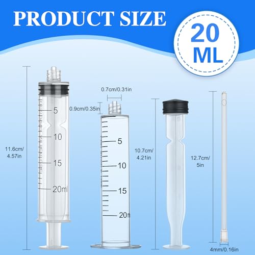 30 Pack 20ml Luer Lock Syringe - Syringes for Liquid with Soft Tube | Individually Pcakaged，Scientific Labs and Measuring, Refilling Inks - style: 20ml - 4.0mm Tube