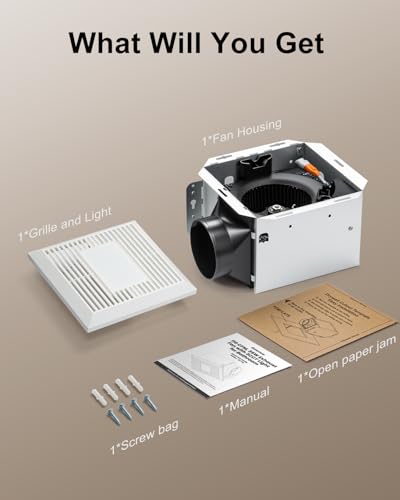 GROWNEER Bathroom Exhaust Fan with Light, 35W Exhaust Fan with Humidity Sensor-30%/60%/80% Adjustable, 110 CFM 1.0 Sone Bathroom Fan with Light, 600lm 2700K/4000K/5000K Adjustable, 7.68 x 9.25 inch - color: 3CCT&Humidity Adjustable