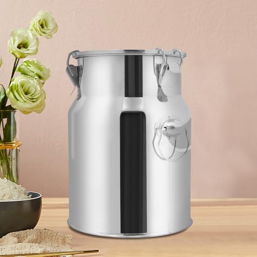 5L/1.32Gal Stainless Steel Milk Can 201 Stainless Steel Milk Jug Sealed Bucket Wine Pail Bucket Milk Can Liquid Storage Container w/Sealed Lid for Milk Wine Water Liquid - size: 5L|without faucet|201