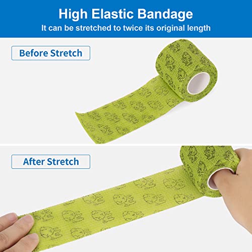 Pet Vet Wrap for Dogs Cohesive Bandages First Aid Tape Self Adhesive Bandage Wrap for Horse Cat Wound Care Self Adherent Elastic Bandage Sports Tapes 6 Rolls 2 inch