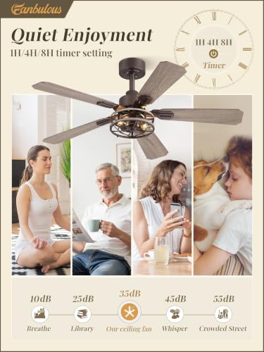 Fanbulous 42 Inch Farmhouse Rustic Caged Ceiling Fan with Lights, 2 Pack | Double-sided Color Blades , APP/Remote Control ,6-speed Wind & Reversible Function, Quiet, Timer, Oil Bronze - color: Oil Bronze