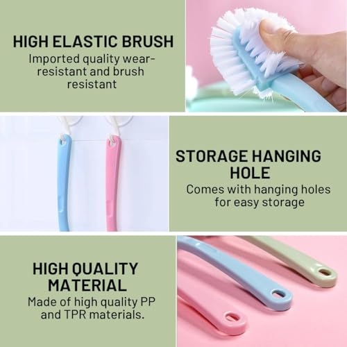 Scrub Brush for Shoes & Sneakers - Double Sided Cleaning Brush, 3 Color Pack