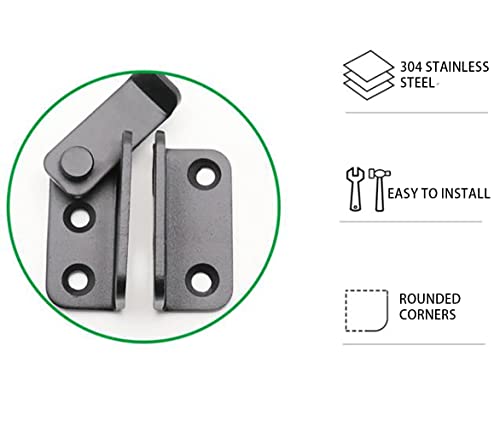 2 Sets Flip Latch 3-mm Thickened Heavy Duty Hasp Safety Door Lock Gate Latches for Double Door Window Barn Closet Drawer Cabinet Garage,Stainless Steel Brushed Nickel (Left Loker) - color: Black-Light Locker-Small