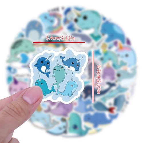 Cute Narwhal Stickers Cartoon Animal Decals for Kid Teen Water Bottle 60PCS | Waterproof Vinyl Kawaii Animals Sticker for Laptop Skateboard Phone Cute Gifts for Adult Decal Party Supplies Teachers Reward - color: Narwhal