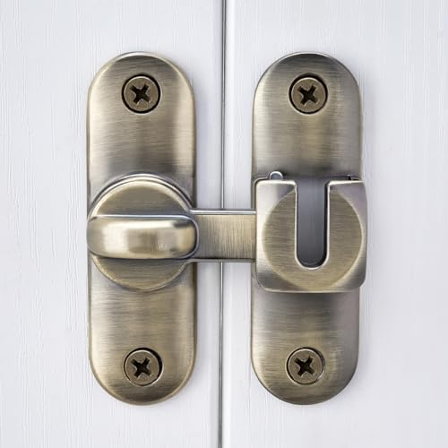 Bronze 90/180 Degree Barn Door Latches,Flip Gate Lock | Zinc Alloy Flip Gate Latches,Right Angle Door Lock,for bedroom,garage,sliding door,window,cabinet,drawer,pet enclosures - color: Bronze