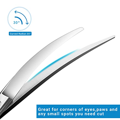 HASHIMOTO Curved Dog Grooming Scissors, 6.5 inch, Trimming Face and Paws. | Sharp, lightweight, 440C Stainless Steel, 30 Degree of Curved Blade - size: 6.5", style: Curved