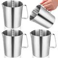 Copkim 4 Pcs Milk Frothing Pitcher with Handle 33.8 oz, 1000 ml, 4 Cup 304 Stainless Steel Pitcher with Pour Lip Metal Liquid Measuring Cups Measuring Jug Milk Frothing Cup for Latte Art Water Pouring - size: 4 Cup