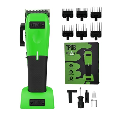 TPOB Play Barber Hair Clippers for Men 7500 RPM with Rubber Grips (Green) - color: Green