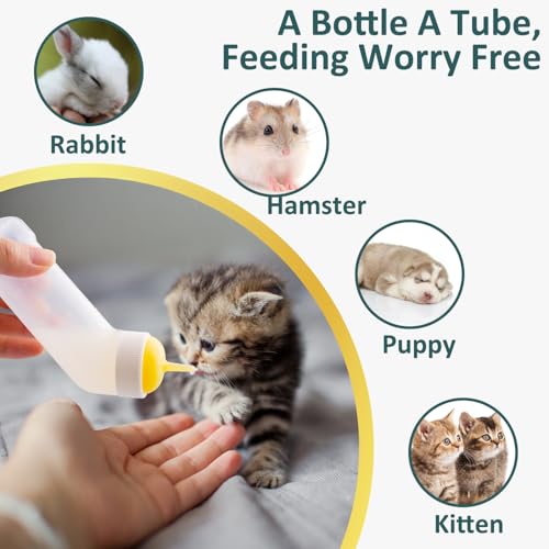 Pet Nursing Kit, Puppy Milk Feeder Bottle, Silicone Feeding Nipple for All Breed of Puppy, Kittens and Other Animals (Pink) - color: Pink
