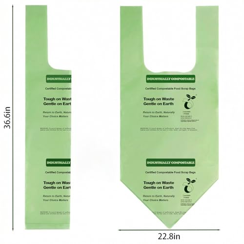 13 Gallon Compostable Kitchen Bags with Handles, 32 Count - Extra Thick 0.9 Mil Tall Kitchen Bin Liners, Seedling Certified, Unscented Food Scrap Bags - color: 13Gal 32Pcs