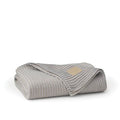 BOLL & BRANCH Sunday Throw Blanket, 70" x 45", Shore/Heathered Oatmeal | 100% Organic Luxury Cotton, Plush Ribbed Knit, Sweater-Like Softness