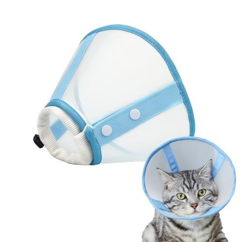 Cat Cone Collar Soft, Lightweight Mesh Recovery E Collar to Stop Licking, Breathable Cone for Cats, Kitten & Small Dogs Surgery, Blue S