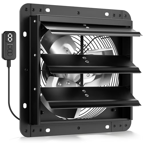 VIVOHOME 10" Shutter Exhaust Fan with EC Motor | 900 CFM, Variable Speed, Timer, Wall-Mounted for Attic, Garage, Greenhouse, Chicken Coop, Barn Ventilation - size: 10"