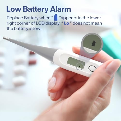 Boncare Digital Thermometer for Adults, Kids & Babies, Gray | Accurate & Safe Oral and Rectal Thermometer with 10-Second Reading and Fever Alarm - color: Grey