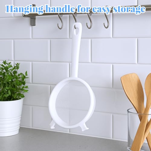 2 Pcs Double Ear Kefir Strainer Set with Handle Plastic Strainer for Kefir Grains Plastic Nylon Fine Mesh Sieve 2 Size Kitchen Strainers for Baking Tea Milk Food