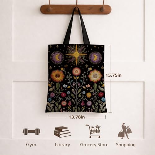 Vintage Floral Canvas Tote Bag, Aesthetic Botanical Reusable Grocery Bags for Women, Elegant Floral Lover Gift Tote - color: Color23