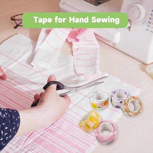 LUOHECAM 8 Pack Thimble Tape Set, Adhesive Finger Protection Wrap for Hand Sewing, Custom Moldable Craft Guard with Tear-by-Hand Convenience(Fruit Paint) - color: Fruit