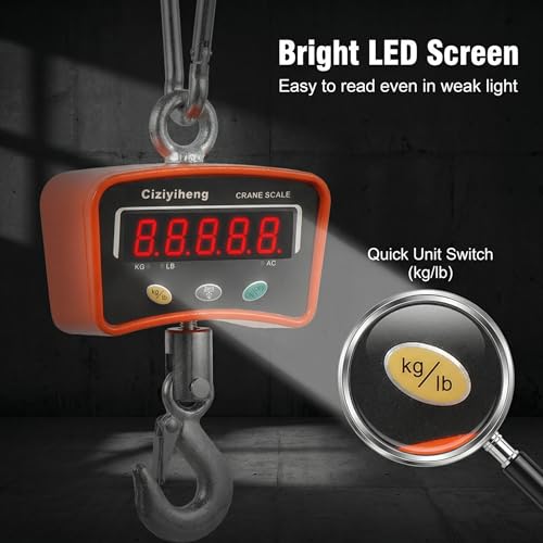 Digital Hanging Scale Industrial Crane Scale with Precision Sensor Suitable for Farm Weighing (500kg/1100lb)