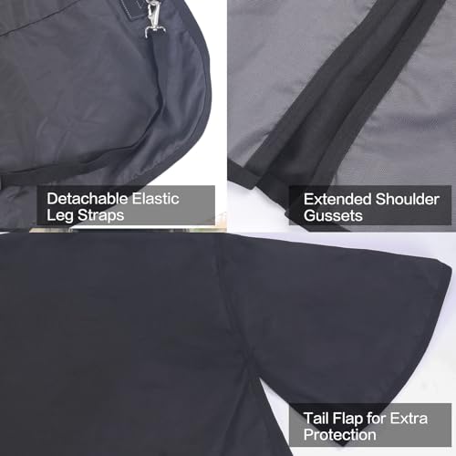 1200D Horse Blanket, 0g No-Fill Waterproof Turnout Rain Sheet | 1200D Ripstop Outer, Waterproof Breathable Shell, Anti-Rub Lining, 0g No-Fill, Keep Dry in Mud & Wet Weather, Large Tail Flap - color: Black Grey, size: 78"