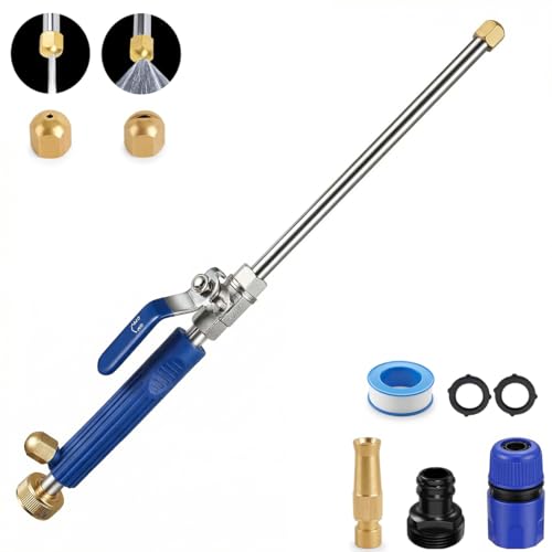 Hydro Jet High Pressure Power Washer - Magic Power Washer Extendable Wand, Flexible Water Hose Universal Nozzle, Gutter Patio Car Pet Window Cleaning (18inch-Blue) - color: 18inch-blue