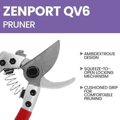 Zenport QV6 Premium Pruning Shear, 6-Inch, Red