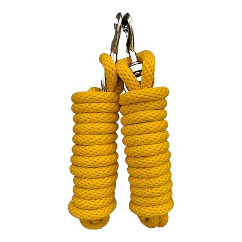 Majestic Ally Pack of 2 Solid Poly Lead Rope for Horses & Livestock – 10 Foot Long and 5/8 inch Thick - Replaceable Heavy-Duty Bolt Snap – Handmade – Soft, Broken in Feel (Yellow) - color: Yellow