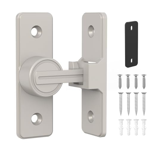 90 Degree Barn Door Lock, Heavy Duty Locks, Nickel | Flip Sliding Gate Latches for Garden, Bathroom, Garage & Sliding Doors - size: 1 Pack Nickel