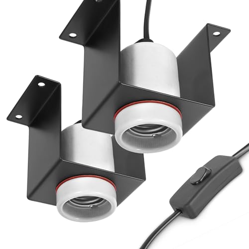 Reptile Ceramic Socket, Heat Lamp Holder for Terrariums and Vivariums, Gecko Lizard Heat Lamp Bracket Light Fixture, Bulb Not Included