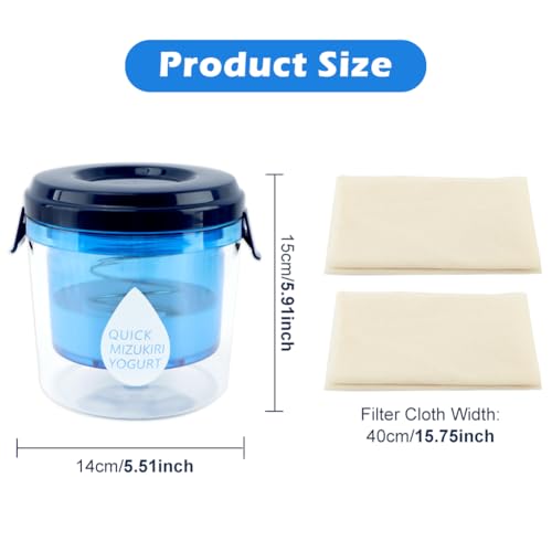 Greek Yogurt Strainer with Lid, Reusable Yogurt Filter with Ultra Fine Mesh Yogur-t Strainer to Makes small batches of Thick Creamy Greek or Coconut Yogur-t Cheese, Soy Milk