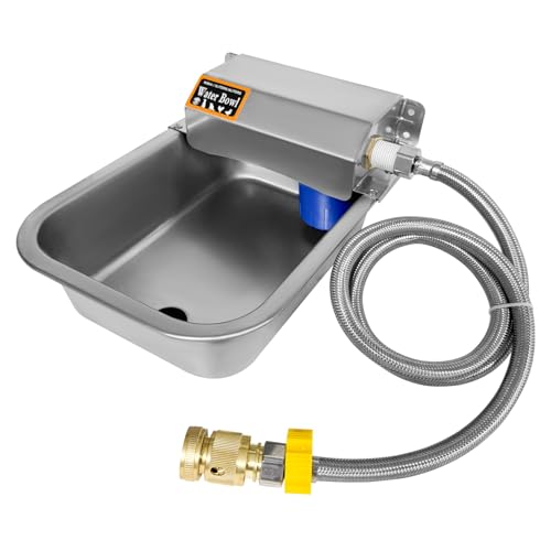 Automatic Water Dispenser for Dogs 1 Gallon/3.8L Stainless Steel Water Bowl Outdoor Dog Drinking Waterer Feeder Auto Fill Pet and Livestock Waterer Feeder Fits GHT 3/4" Faucet Wide Mouth - size: 1 Gal