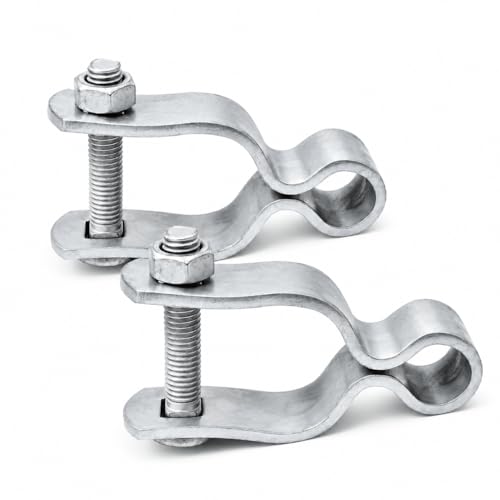 2-Pack Female Gate Hinges for 1-3/8 in OD Chain Link Posts | Pairs with a 5/8 in male pin, Galvanized steel for outdoor use, Bolts and nuts included, For repair or new installation - size: 1-3/8 Inch