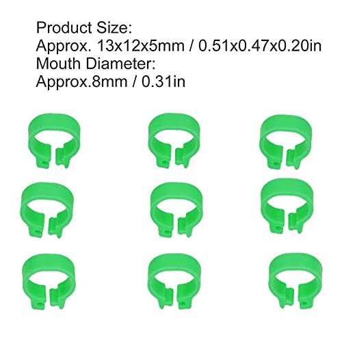 Zerodis 100PCS 8mm Leg Rings, Plastic Identification Bands for Pigeons, with Reusable Easy to Install for Poultry Dove Marking (Green) - color: Green