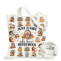 Aesthetic Canvas Tote Bag for Women - with Magnetic Snap Closure & Zipper Inner Pocket Reusable Totes Bag - color: Hedgehog1