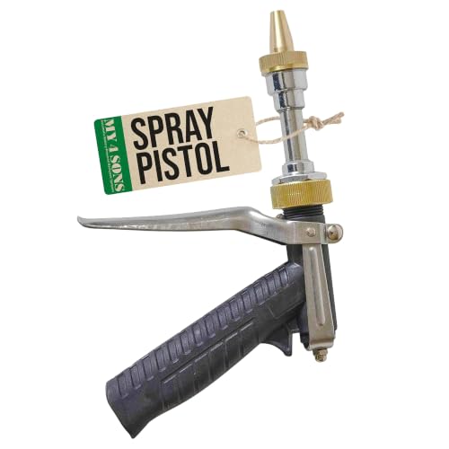 My 4 Sons Stainless Steel Spray Pistol with Hose Adapter | Adjustable Spray Nozzle, High-Pressure Washer Accessories, 30ft Max Range, Ideal for Car Washing, Cleaning & More
