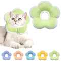 Cat Cone Collar Soft, Floral Recovery Cone,Green, Medium | Waterproof, Cats Cones to Stop Licking After Surgery, Adjustable Soft Elizabeth Cats Collars , Wound Healing, Flower Shape - color: Green, size: Medium