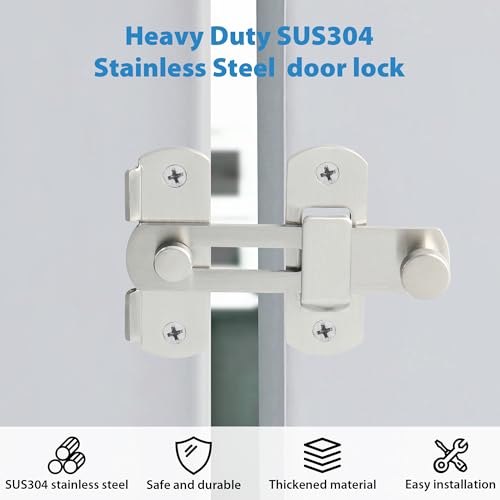 Alise 2pcs 4 Inch Brushed Nickel SUS304 Stainless Steel Gate Latches for Barn Door | Heavy Duty Gate Hardware ,Security Flip Latch,Anti-theft Latch,Safety Door Lock for Barn Wood Fence Sliding French Doors - color: Brushed Nickel, size: 4 inch-2p