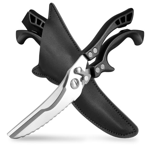 ANDONG Heavy Duty Kitchen Scissors, Professional Poultry Shears, Cooking Utensils, Black - color: Black Grey