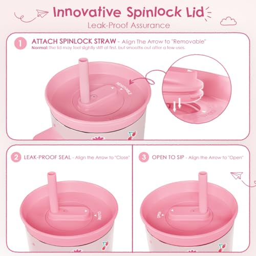 SANDJEST Ice Cream Stainless Steel Tumbler 20oz with Handle and Silicone Straw Locking Lid for Kids Girls, Birthday Christmas Back to School - color: Ice Cream